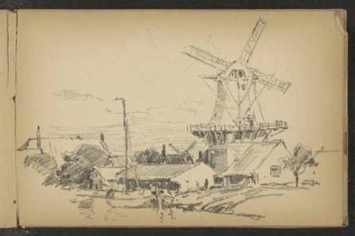 Houses and a mill at a waterfront