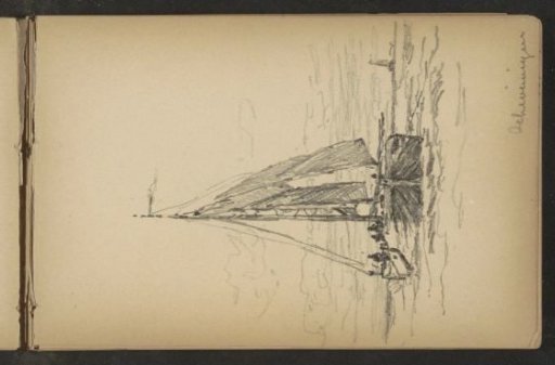 Figures on a Barge Off the Coast of Scheveningen