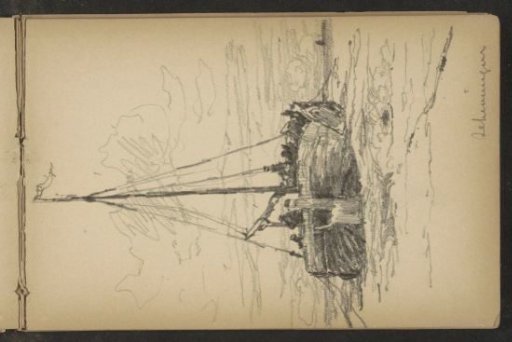 Figures on a moored bomb ketch off the coast of Scheveningen