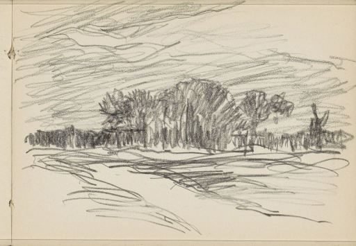 Landscape with trees and a windmill