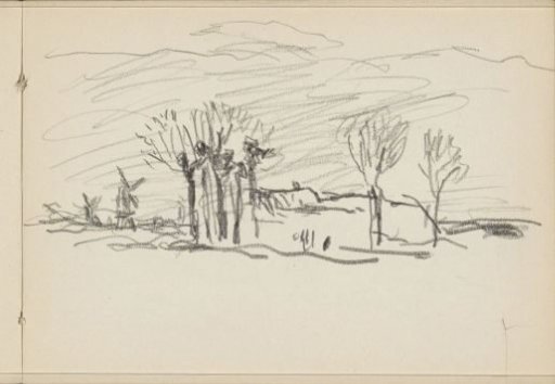 Landscape with pollard willows and windmills