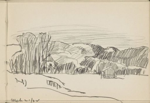 Two houses in a hilly landscape