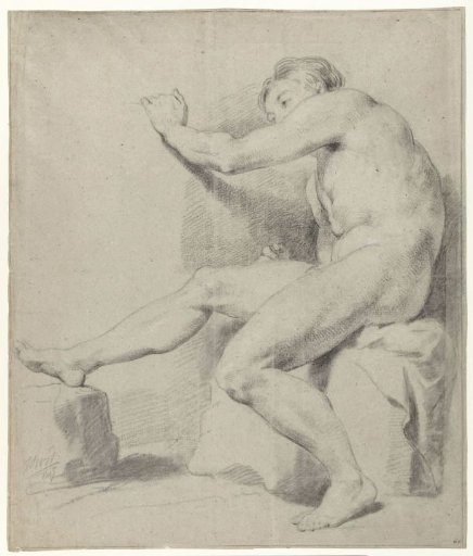 Seated male nude, to the left