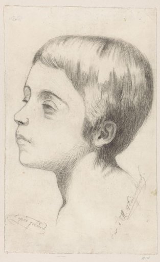 Boy's head, facing left