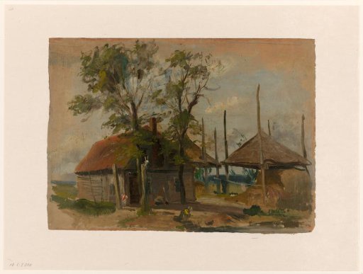 Farmhouse with Two Haystacks