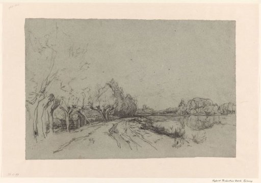 Landscape with a road along water