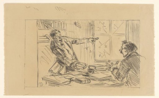 Design for a cartoon on the strike at the socialist daily newspaper Het Volk