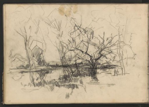 Landscape with trees on a waterfront