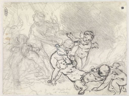 Sketch sheet with woman and putti