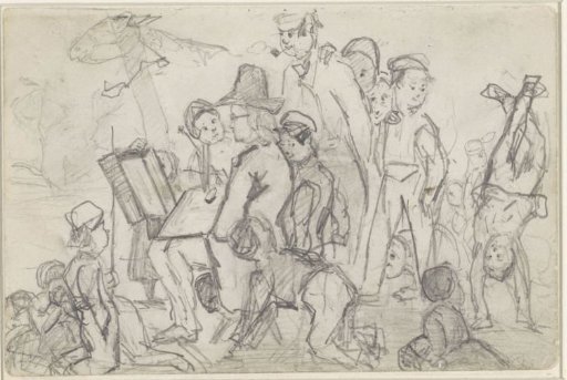 Portrait of K. Klinkenberg, Painting in a Landscape Surrounded by Figures