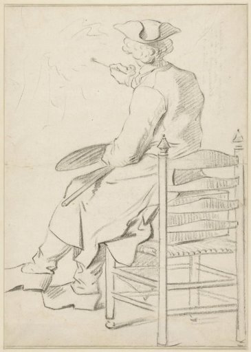 Unknown Painter, Painting While Seated, Seen from Behind