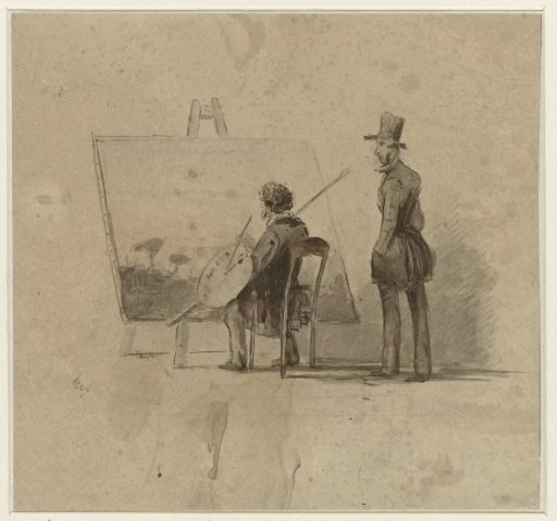 Portrait of Johannes Franciscus Hoppenbrouwers at His Easel with A. van den Berg Watching