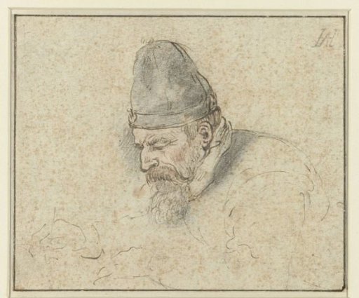 Head of a Man in a Cap, Drawing or Writing