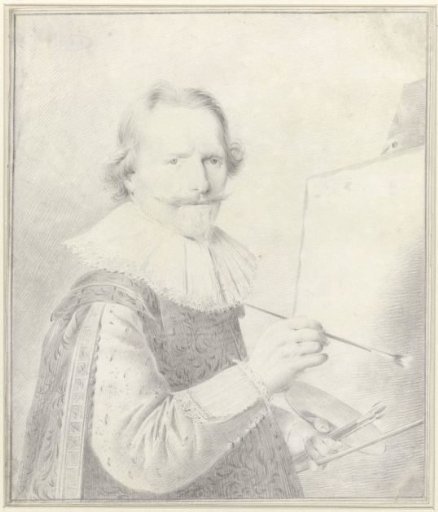 Portrait of the painter Frederik Hendricksz. Vroom standing before an easel