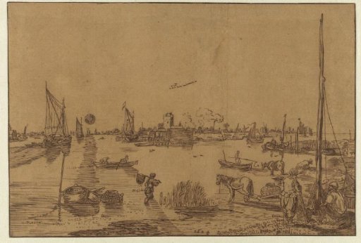 Evening Landscape with Fishermen