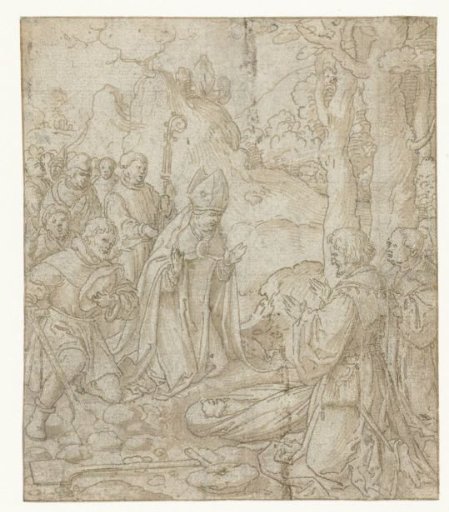 Bishop (Saint Martin?) brings a man back to life