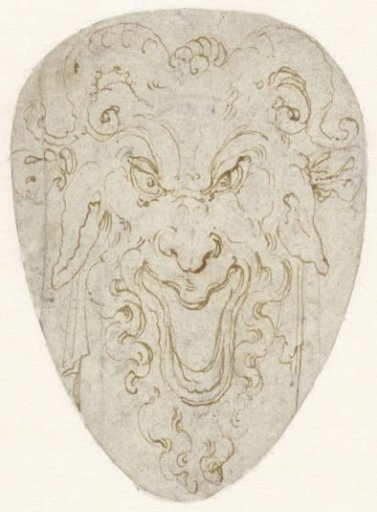 Satyr's head with ram's horns and donkey ears