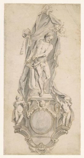 Ornamental design with Christ at the scourging pillar