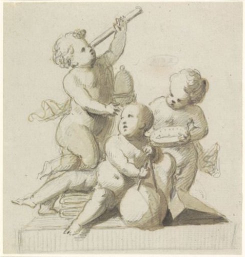 Decorative Design of Putti with Astronomical Instruments