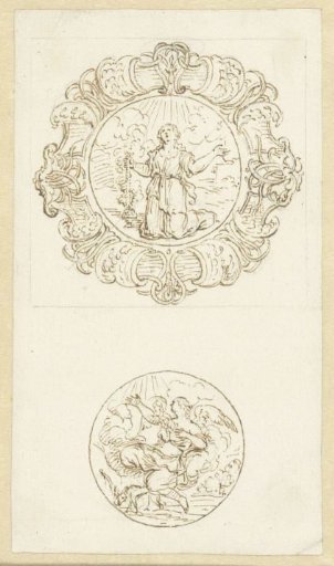Design for a bowl with two medallions