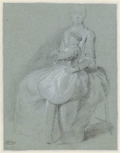 Seated woman with child on lap