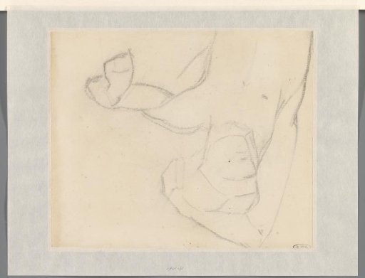 Study of a standing male nude, half-length