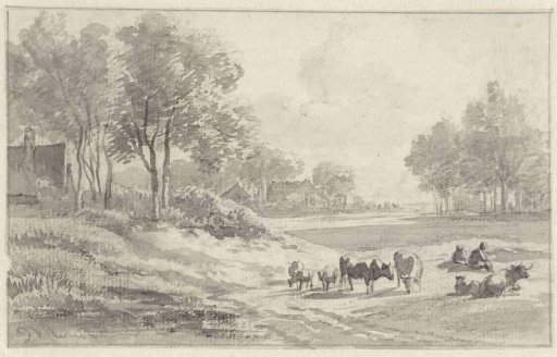Landscape with shepherds and cattle