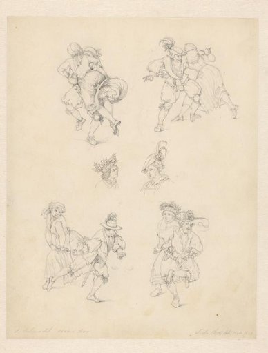 Sketches of dancing peasants