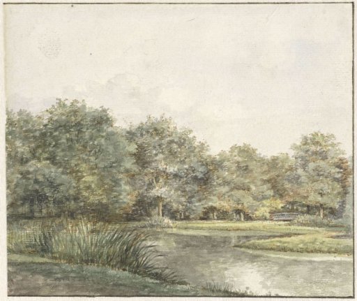 Landschap met bomen aan het water