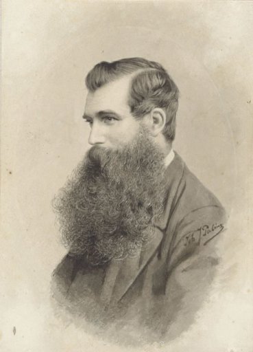 Portrait of a bearded man, facing left