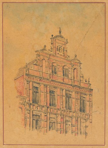Architectural (design) drawing of a house facade