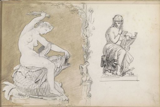 Two sculptures of naked women