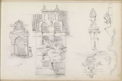 Architectural studies, including a portal and facade