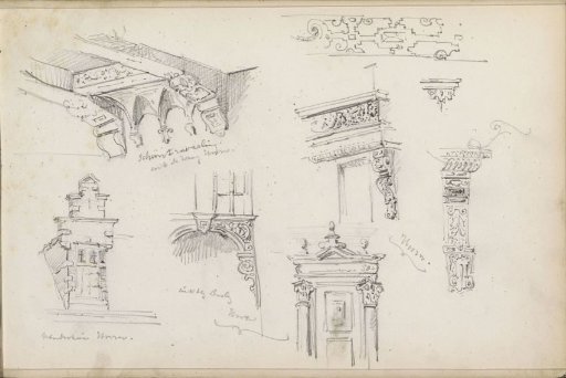 Details of the architecture of the Waag, the Venuhuis, and the Doelenhuis in Hoorn