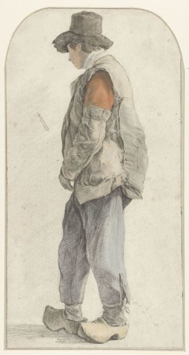 Standing peasant boy, to the left