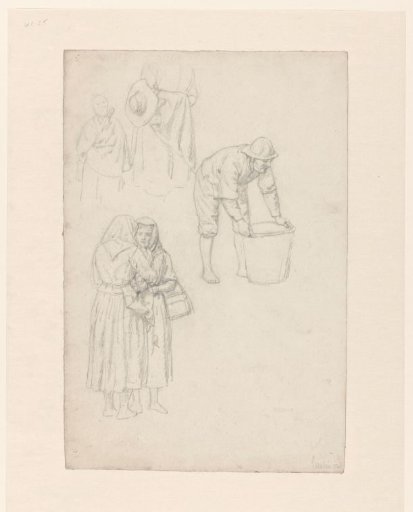 Study sheet with fishermen and fishing women