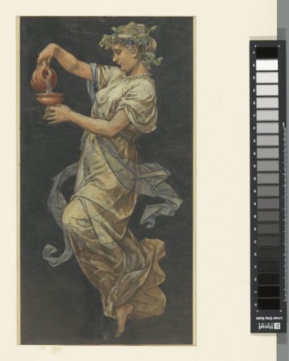 Floating female figure pouring a cup