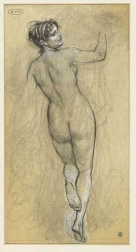 Standing female nude, seen from the back