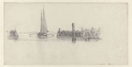 Boat on a pool between palisades