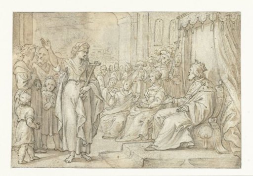 Female Saint Appears Before a King