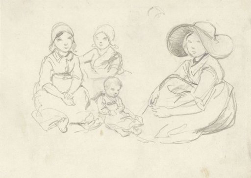 Study sheet with Scheveningen fishing children