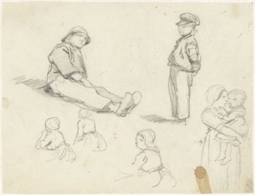 Study sheet with sketches of Scheveningen fishing types