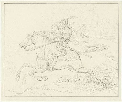 Knight with a woman on horseback