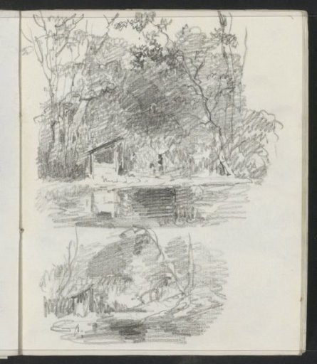 Hut for a forest edge by the water
