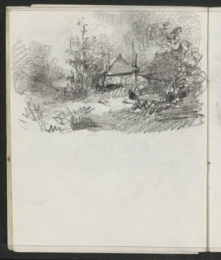 Landscape with a house along a road