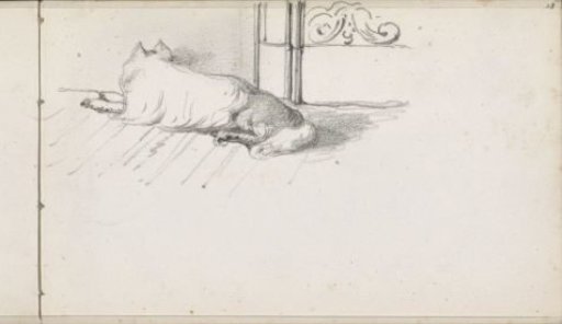 Dog Lying by a Doorpost