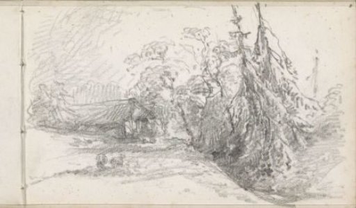 House in the countryside next to a group of trees