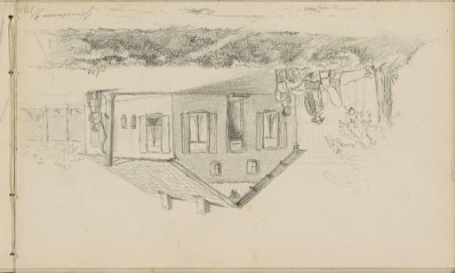 Figures on a terrace in front of a house in Groesbeek