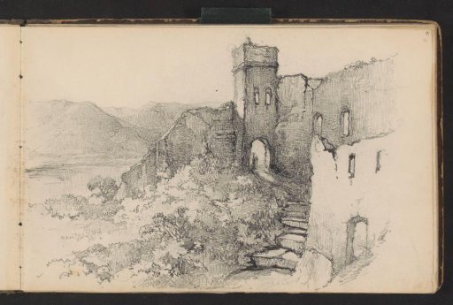 Mountain landscape with a castle ruin
