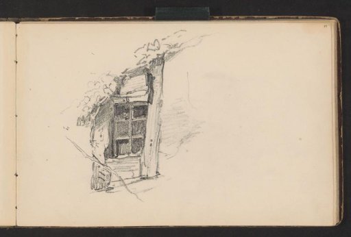 Countryside house with a window with a grille